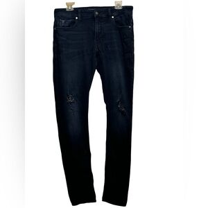 GUESS Dark Blue Relaxed/Skinny Ripped Denim Jeans 34x32